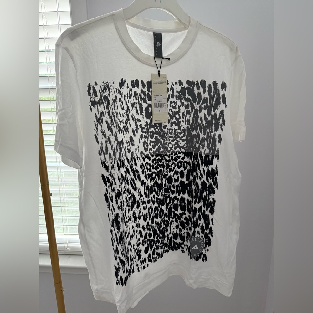 Adidas by Stella McCartney White and Black Leopard Print Tee - NWT - S